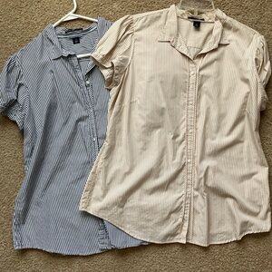 Pair of Gap Striped Button Down Blouses Size 16